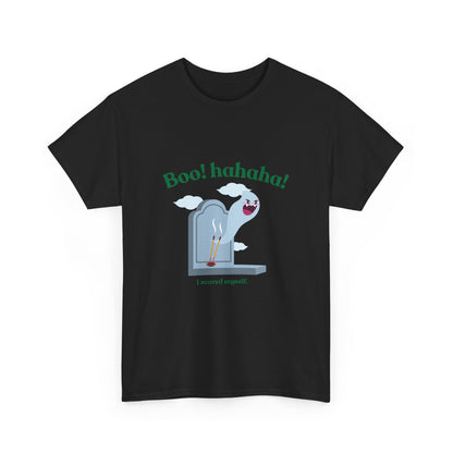 Boo! Hahaha! Unisex Heavy Cotton Tee - Fun Halloween Graphic Shirt