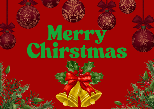 Over the Top foldable Christmas Card with Envelope - Red & Green Christmas Cards