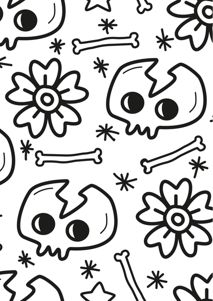 Cute Gothic Skull Mental Health Cards for Self Care