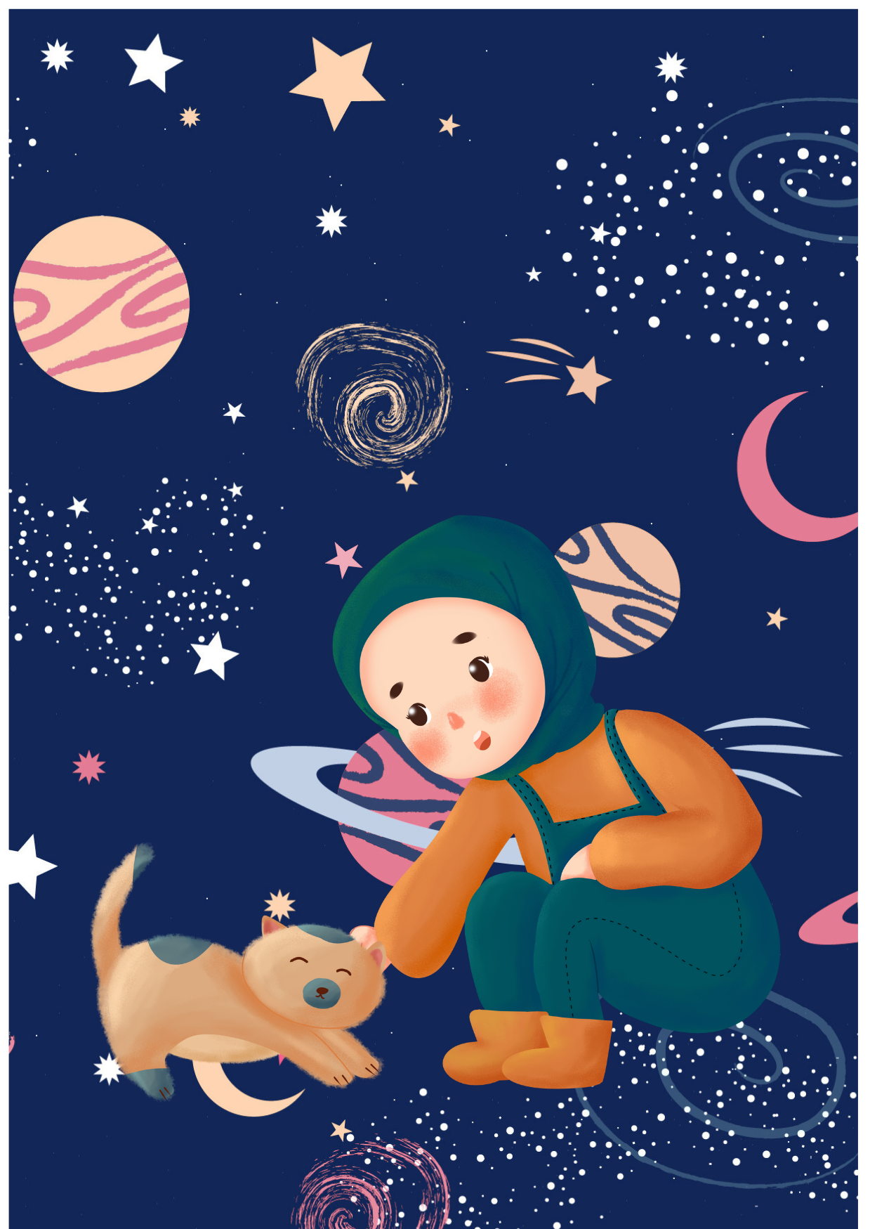 Therapy Writing Card for Self Healing - In Space With Cat