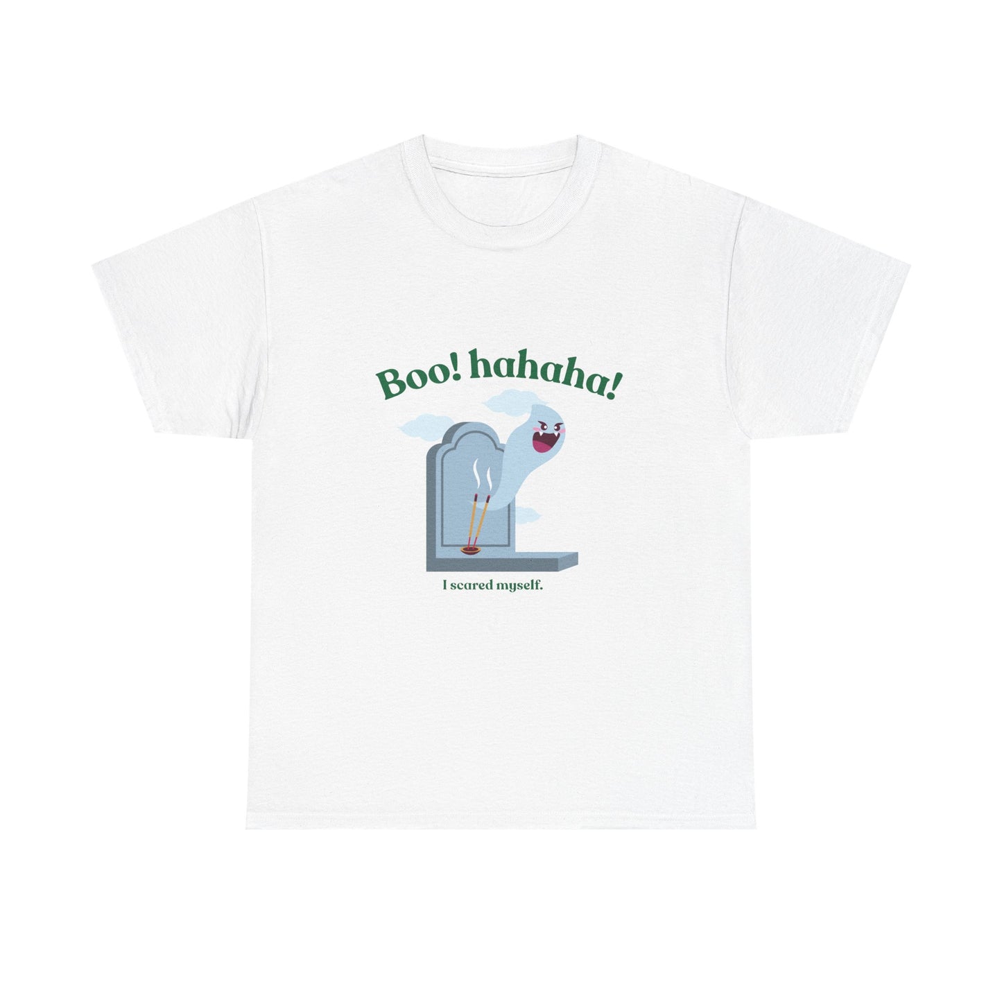 Boo! Hahaha! Unisex Heavy Cotton Tee - Fun Halloween Graphic Shirt