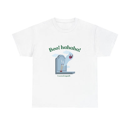 Boo! Hahaha! Unisex Heavy Cotton Tee - Fun Halloween Graphic Shirt