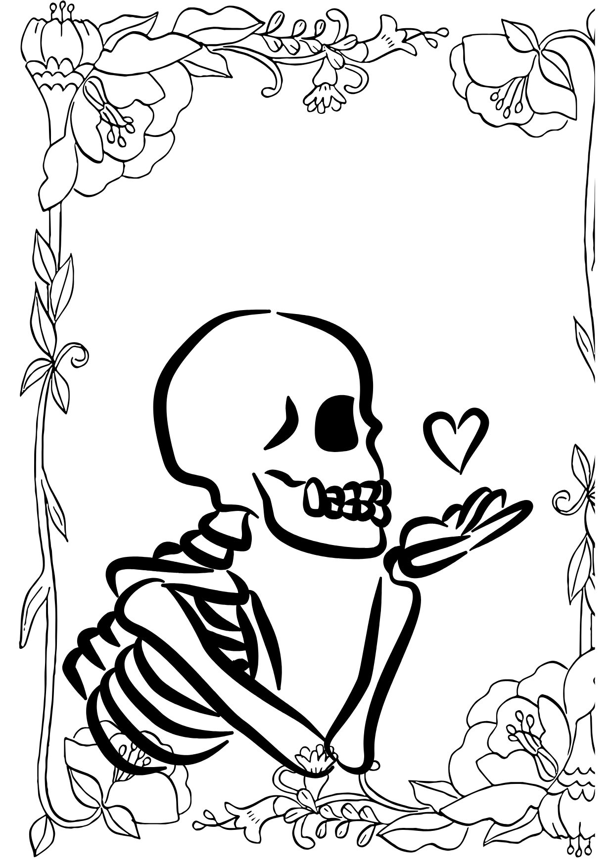 Skeleton Blowing a Kiss Card - Gothic Missing You & Longing
