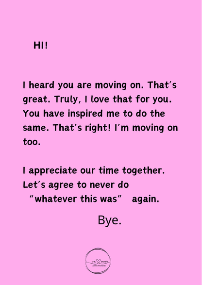 Pink Kiss Goodbye Card -Self Worth & Closure Message