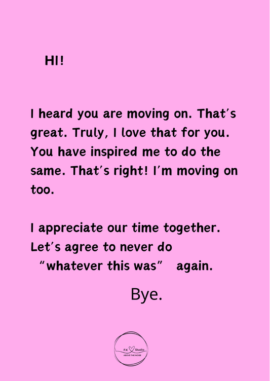 Pink Kiss Goodbye Card -Self Worth & Closure Message