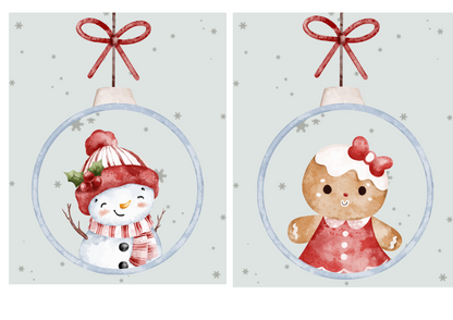 2x Ornament-themed Christmas Postcards - Xmas Postcards - Cute Christmas Cards